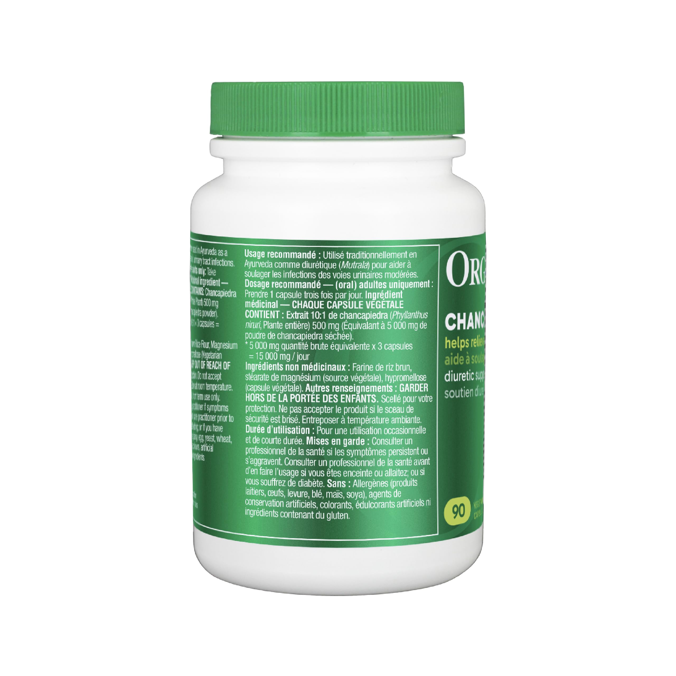 Organika Canadian-Made Chanca Piedra 500 mg - UTI Support | Kidney, Gallblader and Urinary Support, Cleansing- 90 vcaps