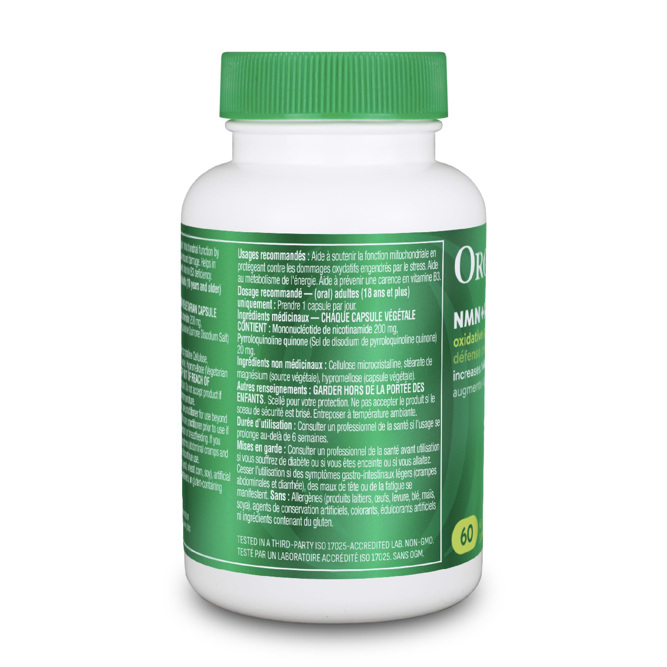Organika Canadian-Made NMN + PQQ- Anti-Aging Support Supplement, Cellular Revitalization, Energy Metabolism, Cognitive Function- 60vcaps