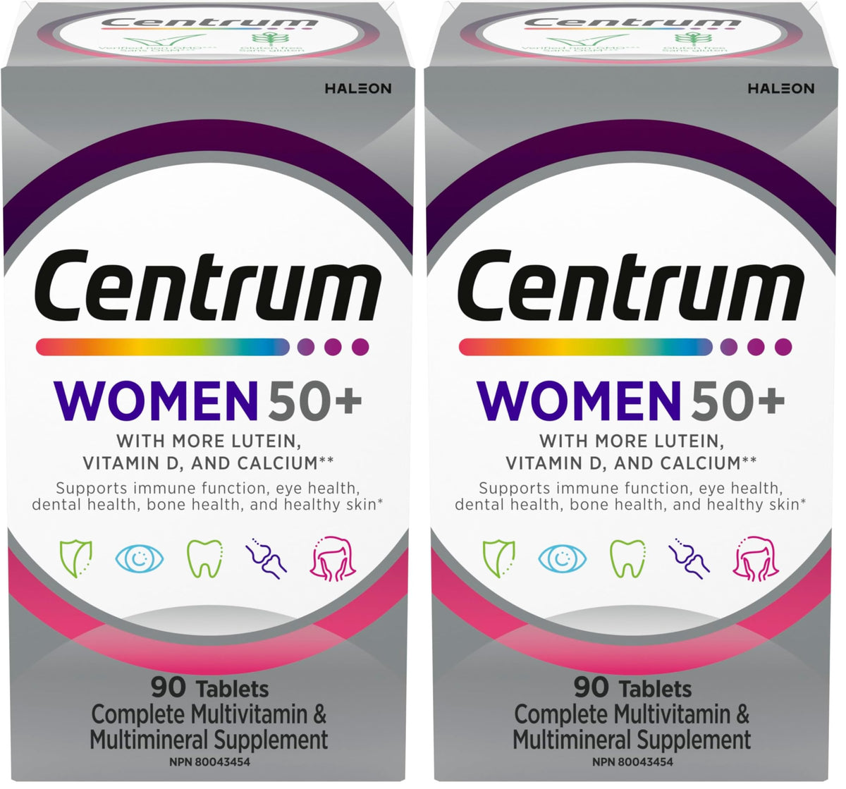 Centrum Women 50 Plus Multivitamins/Minerals Supplement for Women 50+, 90 Tablets (Packaging May Vary) (Pack of 2)