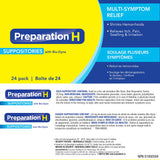 Preparation H Multi-Symptom Hemorrhoid Treatment Suppositories with Bio-Dyne, 24-Count