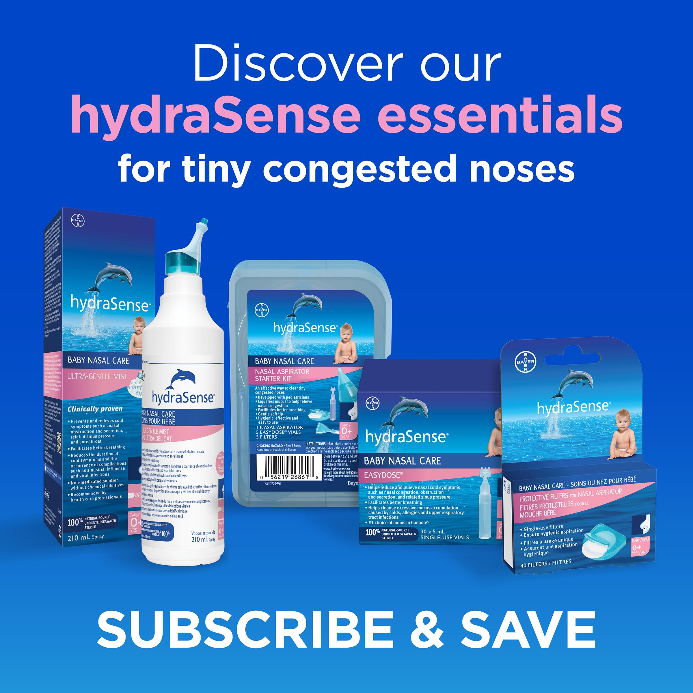 HydraSense Protective Filters for Nasal Aspirator, Baby Nasal Care, Single-Use, 40 Count