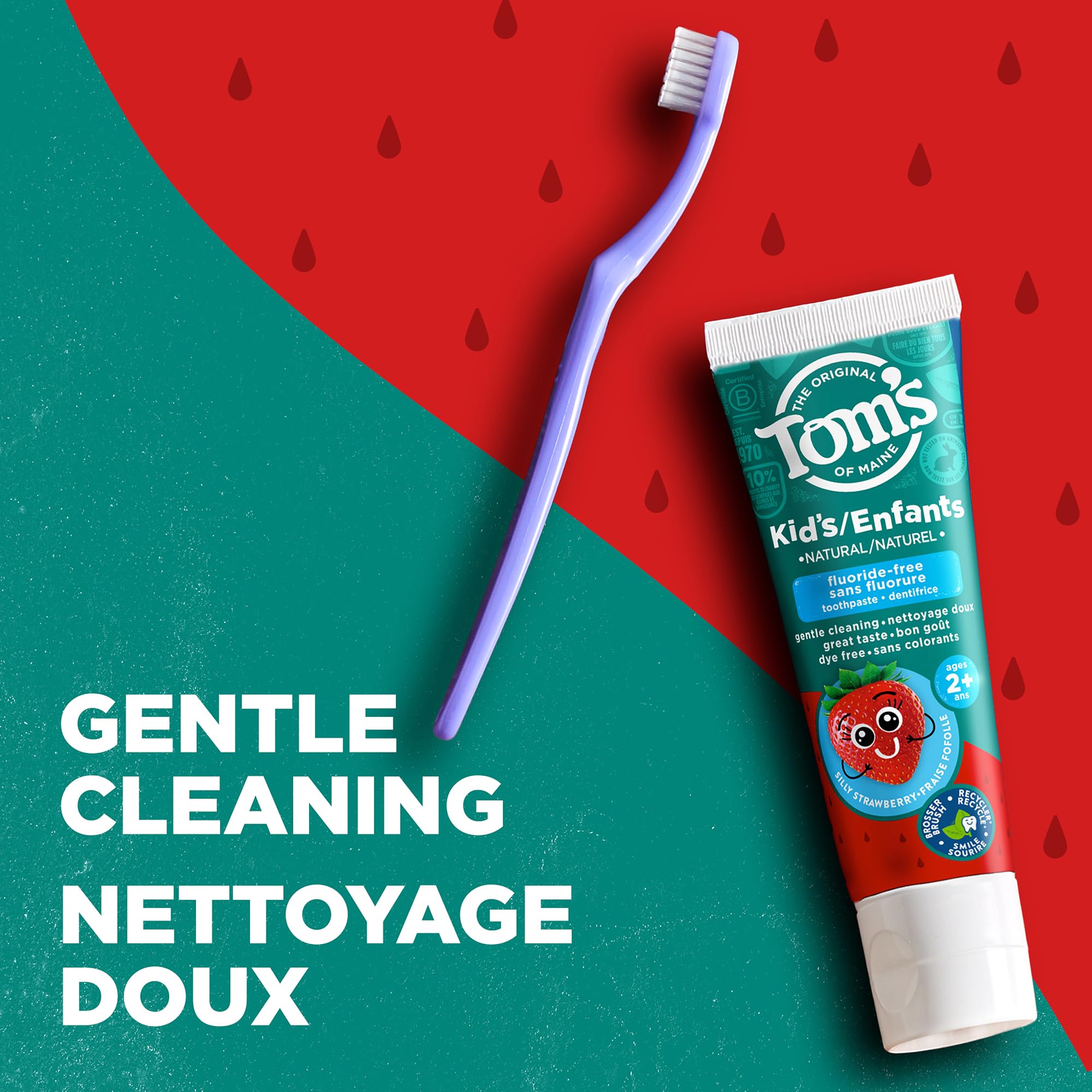 Tom's of Maine Children's Silly Strawberry Natural Fluoride Free Anticavity Toothpaste - Fruity Flavor, 90 mL