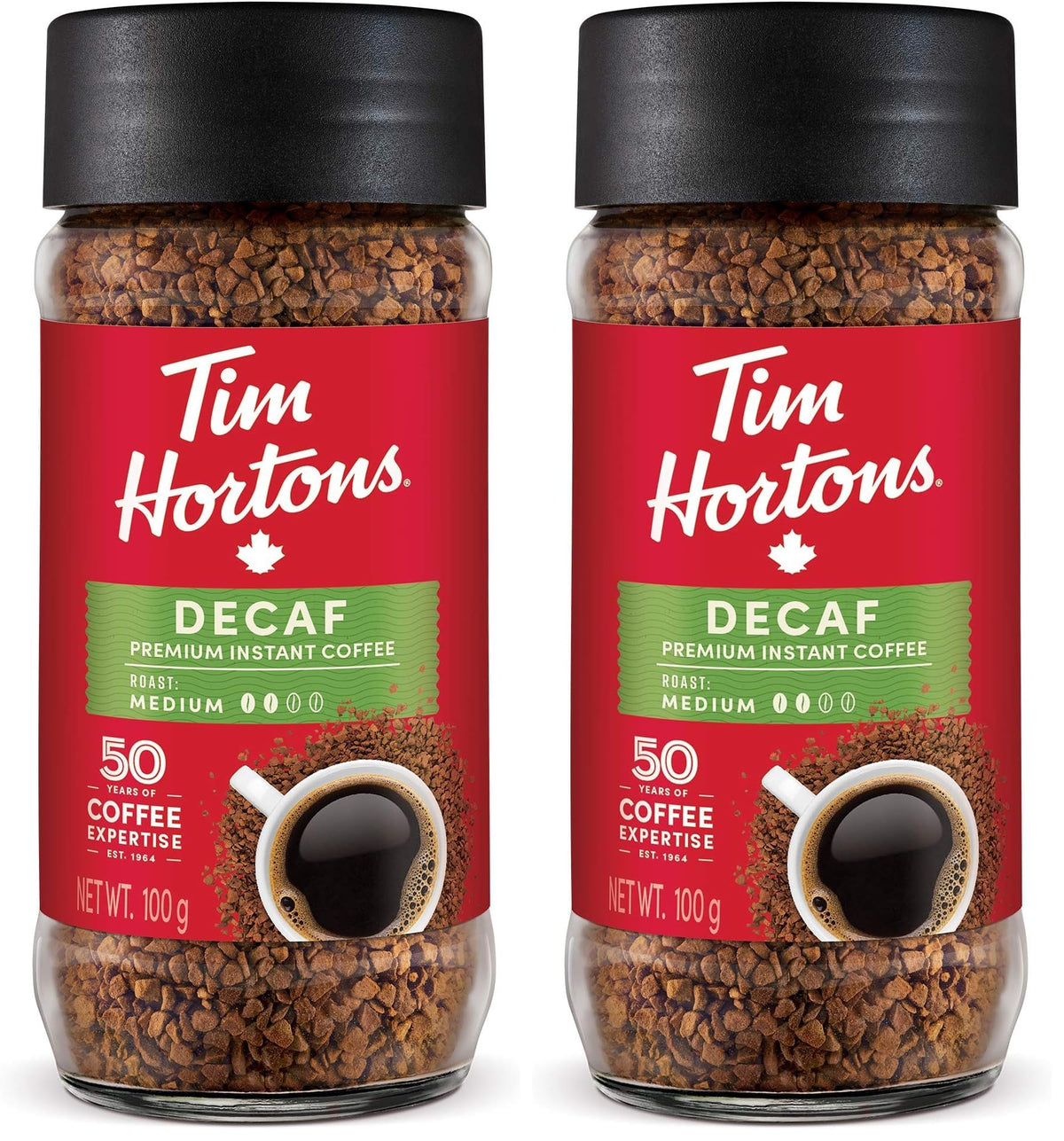Tim Hortons Decaf Instant Coffee, 100g Jar (Pack of 2)