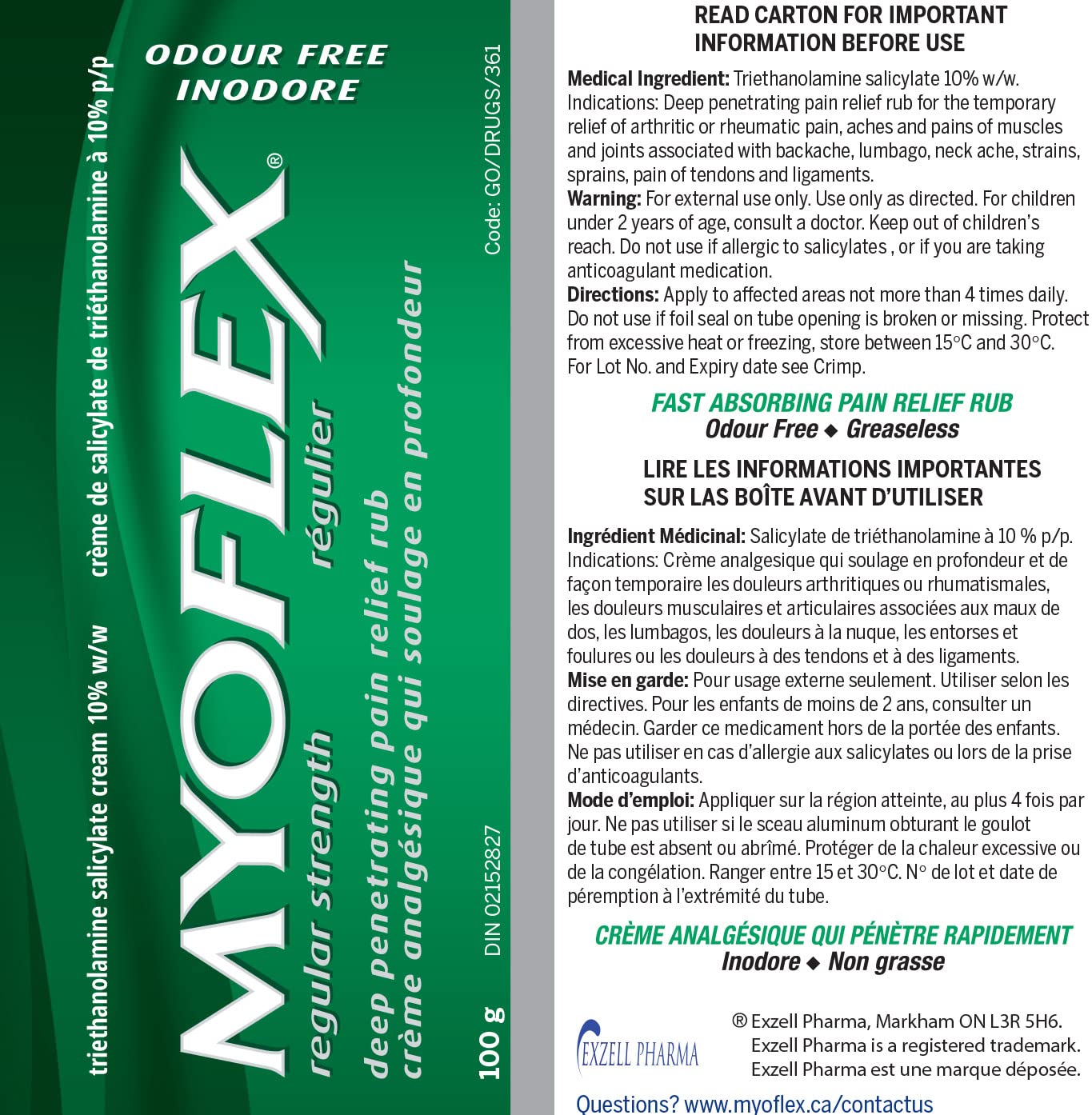 Myoflex Pain Relief Rub | Odourless | Provides Deep Penetrating Relief of Muscle Soreness & Joint Pain | Menthol Free | Stain Free | Non-Greasy | Great For Ages 2+ | 100 grams (Regular Strength)