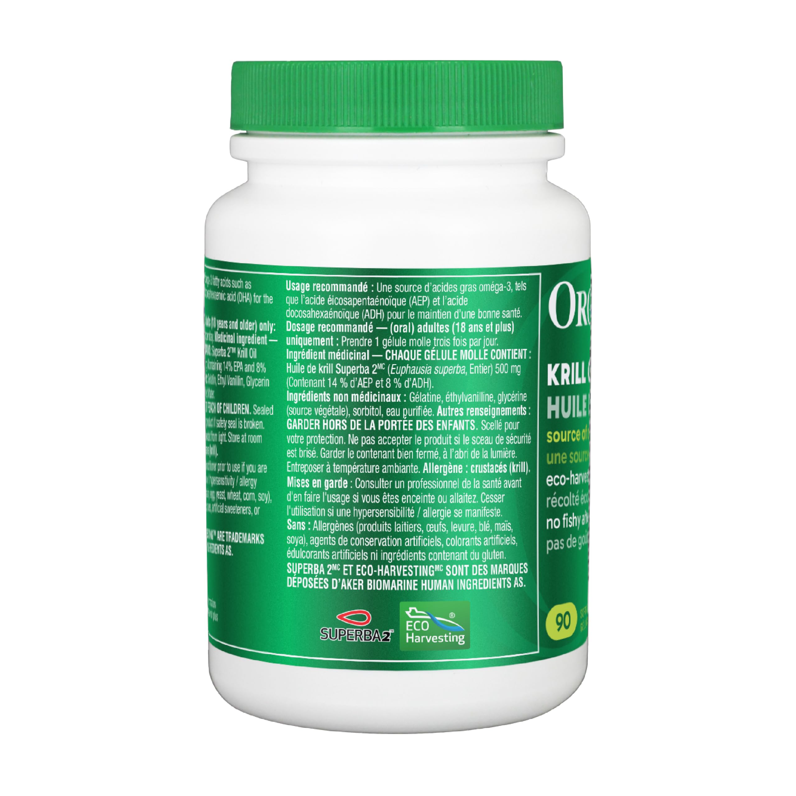 Organika Krill Oil- Sustainable Source from Antarctica, High Absorption of DHA and EPA Omega 3, Brain and Heart Support- 90sftgl