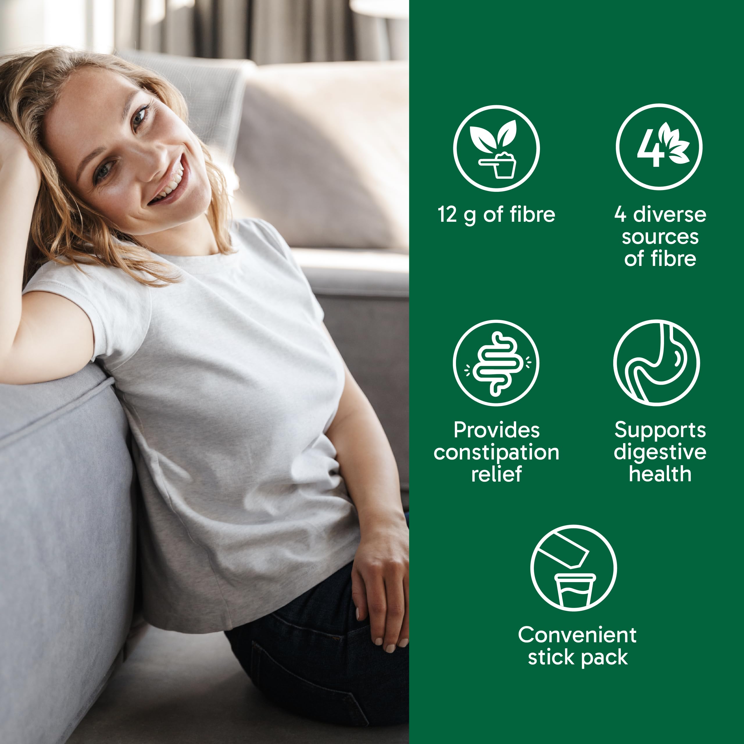 Organika Canadian-Made Belli Bliss Fibre | High Fibre Blend, 4 Diverse Sources of Fibre | Supports Digestive Health, Constipation Relief, Weight Control - Unflavoured, 10 x 14g sachets