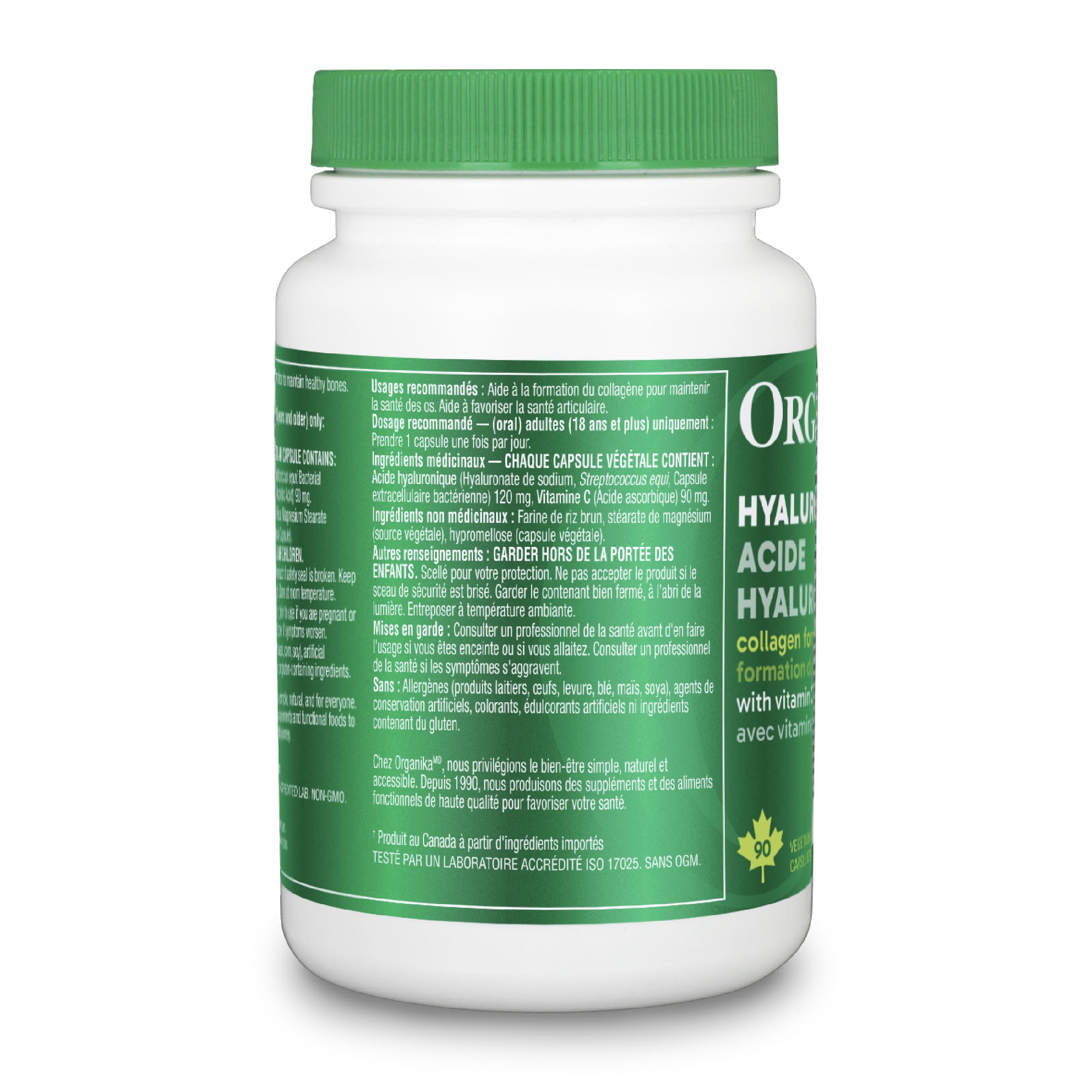 Organika Canadian-Made Hyaluronic Acid With Vitamin C 90 Vcaps