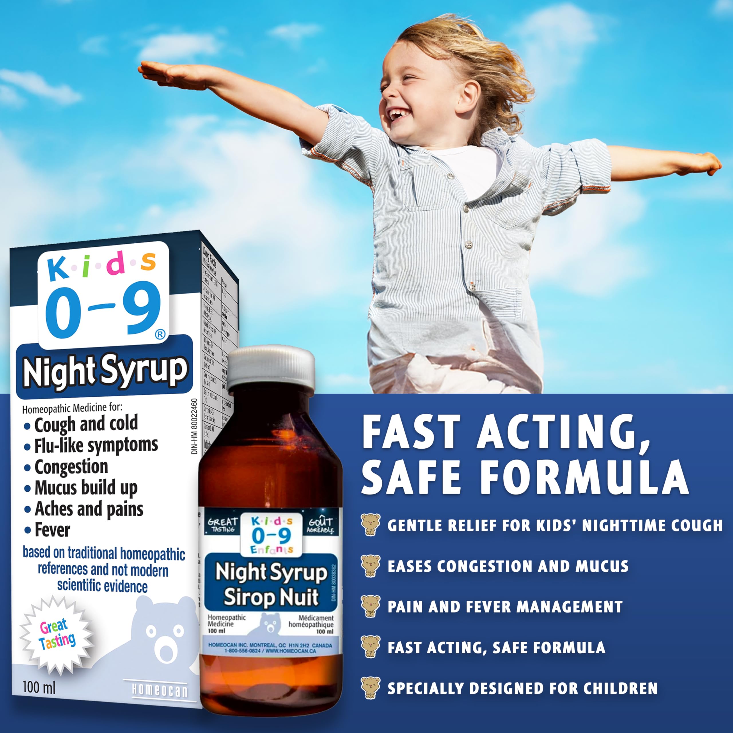 Kids 0-9 Nighttime Syrup, 100ml - Gentle Support for Dry Cough & Congestion, Comforts Mucus & Soothes Discomfort - Designed for Toddlers & Babies - Provides Caring Relief for Children's Cold Symptoms