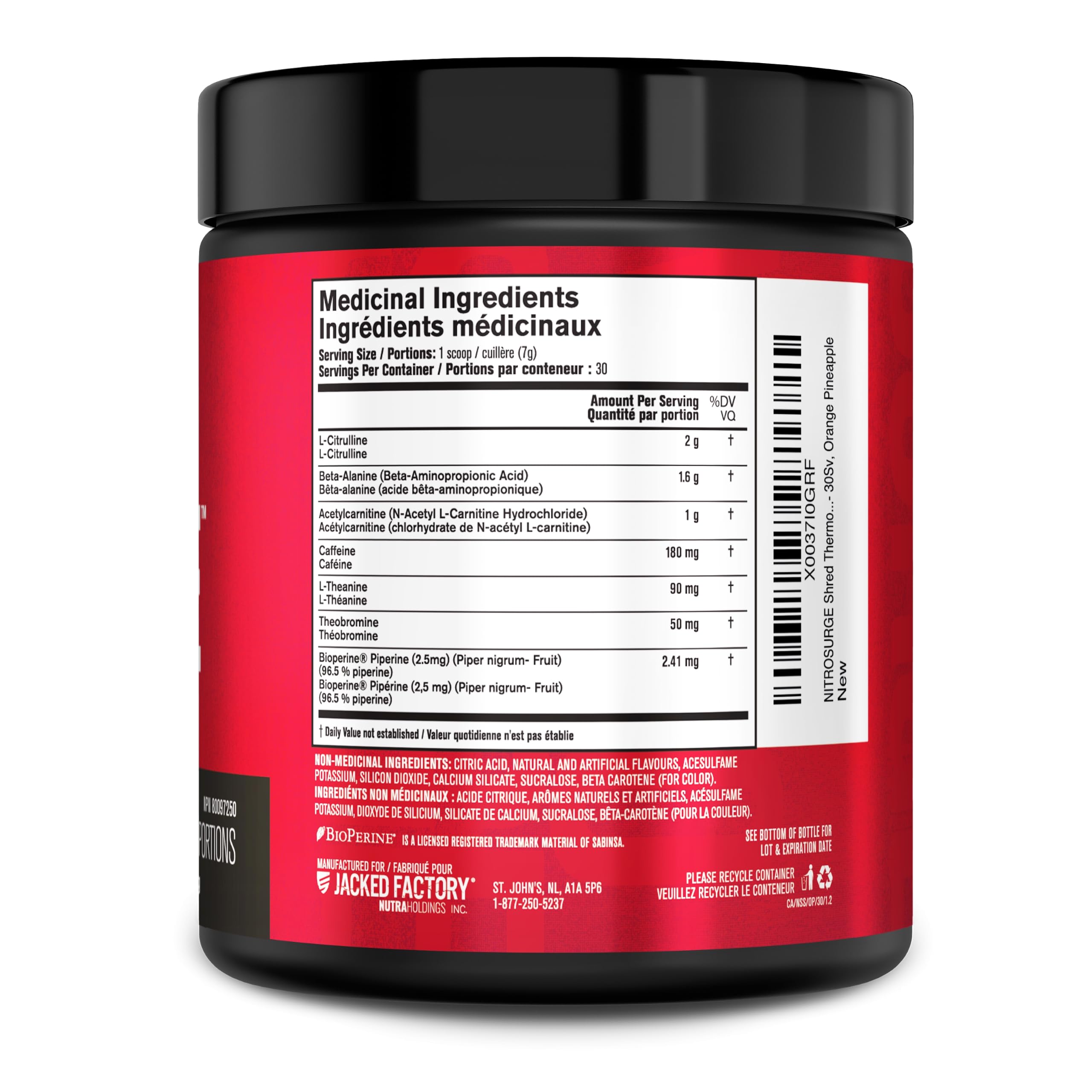 NITROSURGE Shred Thermogenic Pre Workout Supplement - Energy Booster, Instant Strength Gains, Sharp Focus, Powerful Pumps - Nitric Oxide Booster & PreWorkout Powder - 30Sv, Orange Pineapple