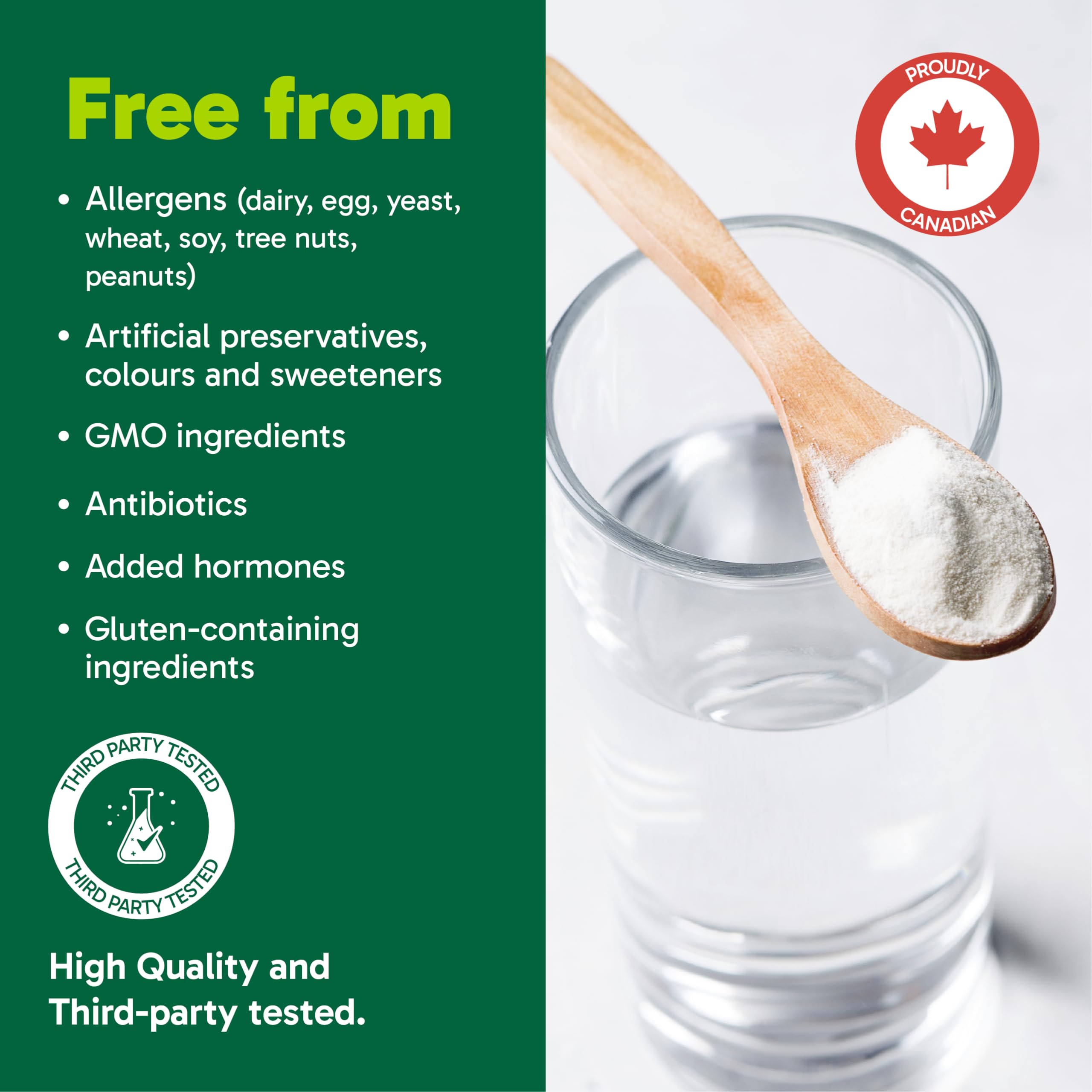 Organika Canadian-Made Enhanced Collagen Bone and Joint Powder - with Glucosamine, MSM, Chondroitin Sulfate, Vitamin D3 and K2 | Helps Restore Bone and Joint Health + Healthier Skin and Hair - 280g