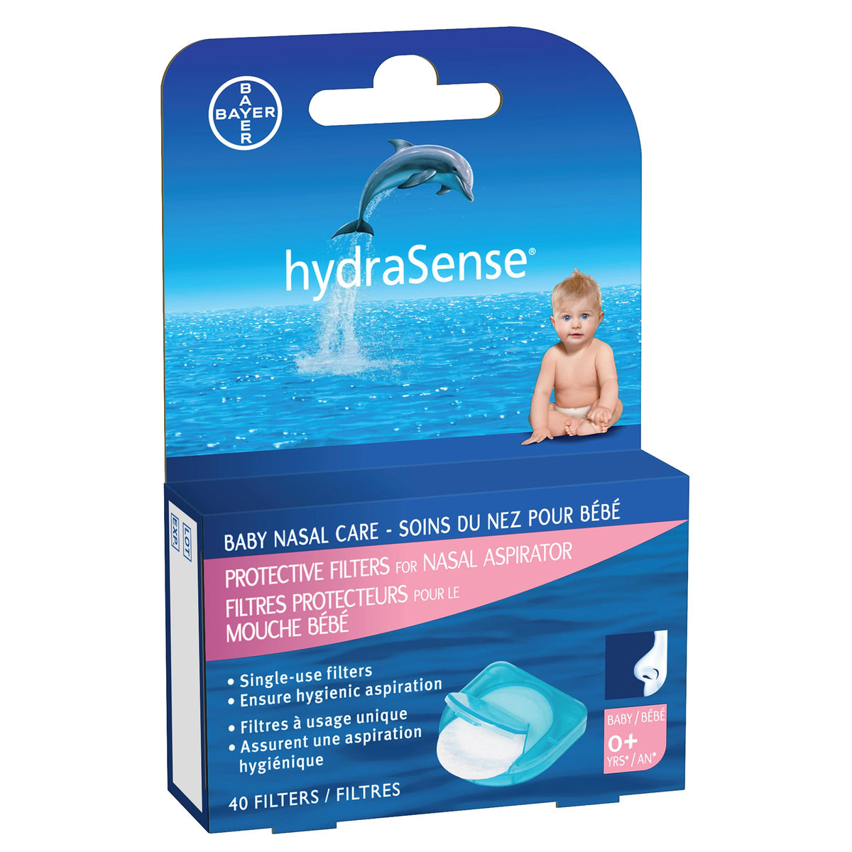 HydraSense Protective Filters for Nasal Aspirator, Baby Nasal Care, Single-Use, 40 Count