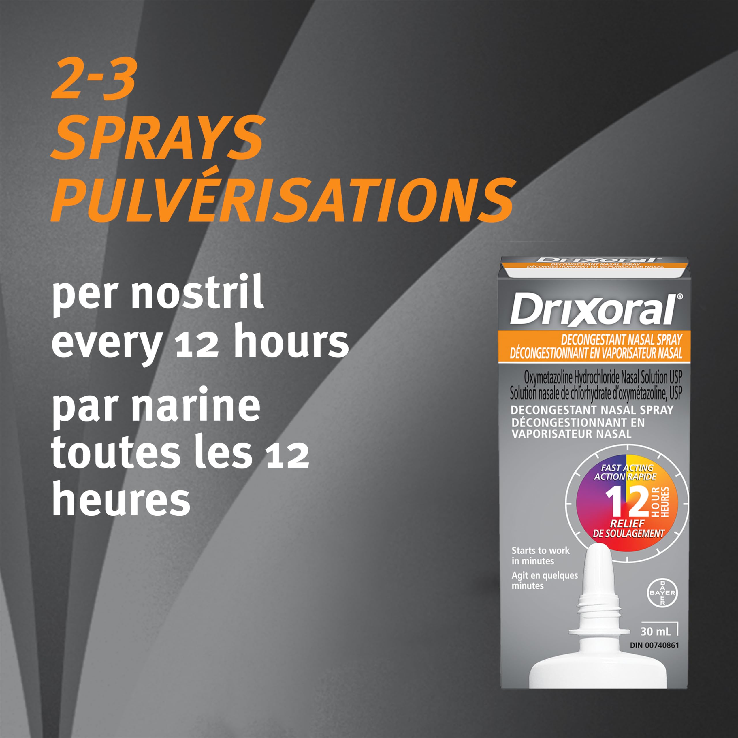 Drixoral Decongestant Nasal Spray, Fast and Long Lasting 12 Hour Relief, 30ml