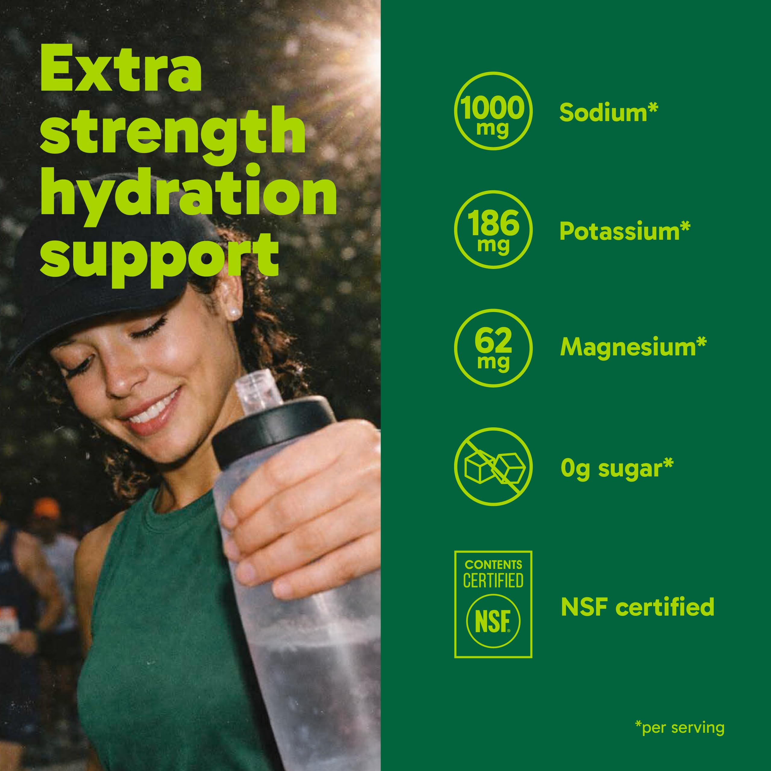 Organika Canadian-Made Electrolytes Extra-Strength Powder, NSF Certified, Unflavoured, 1000 mg Sodium, Sugar-Free Hydration & Recovery, 162g, 45 Servings