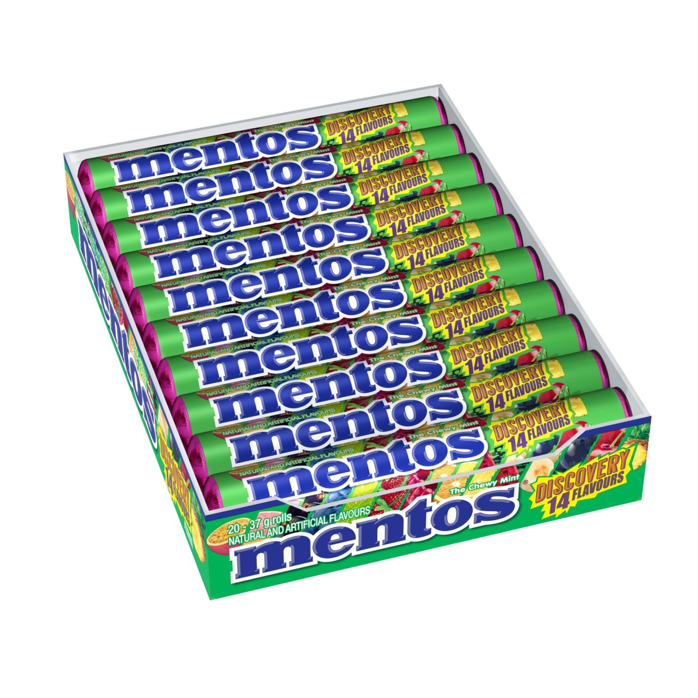 Mentos Chewy Mints, Discovery - Pack of 20 Rolls (280 Pieces), 37g per roll