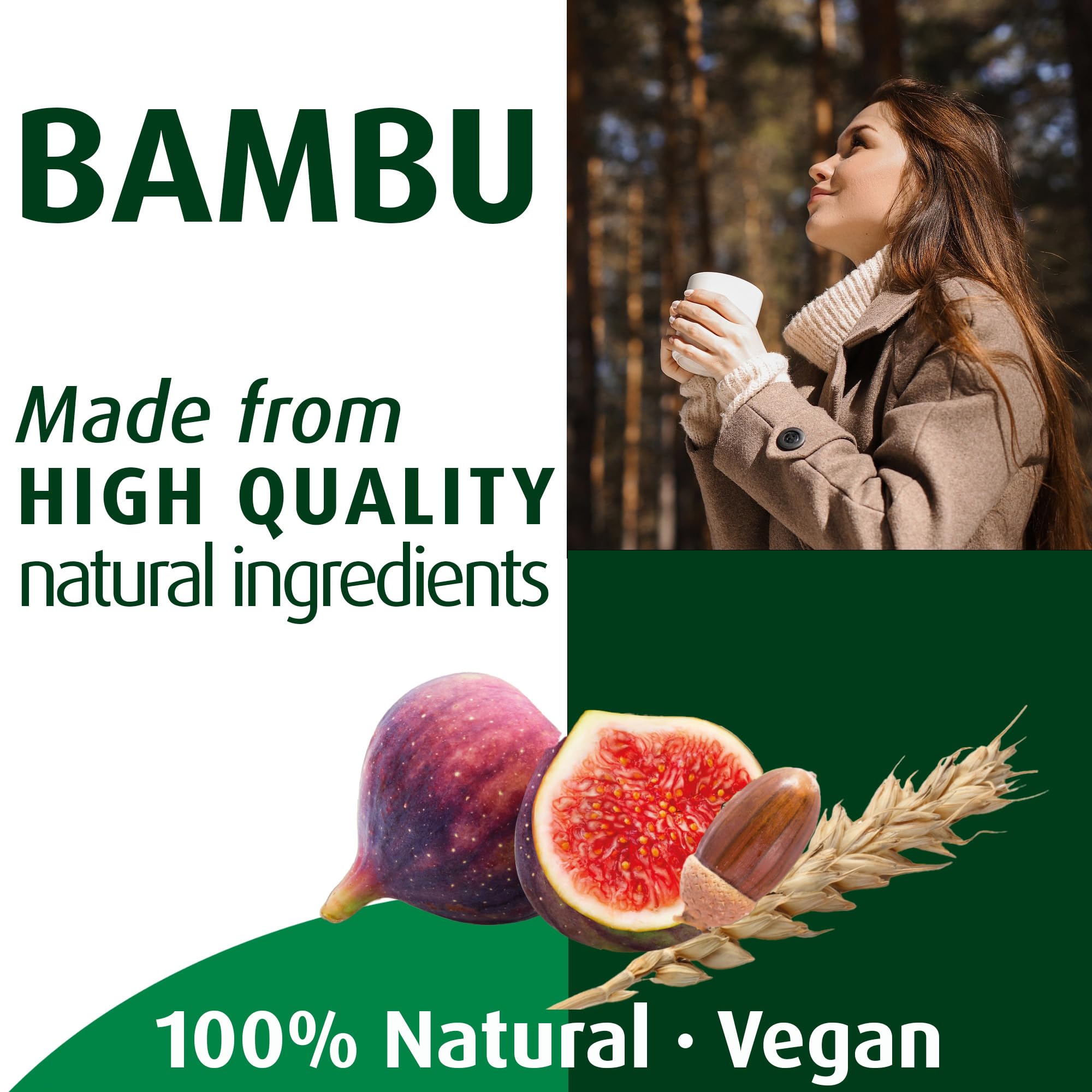 A.Vogel Bambu Instant Coffee Substitute 200g - Caffeine Free Made From Rye, Chicory, Barley, Malted barley, Figs and Acorns - No Additives