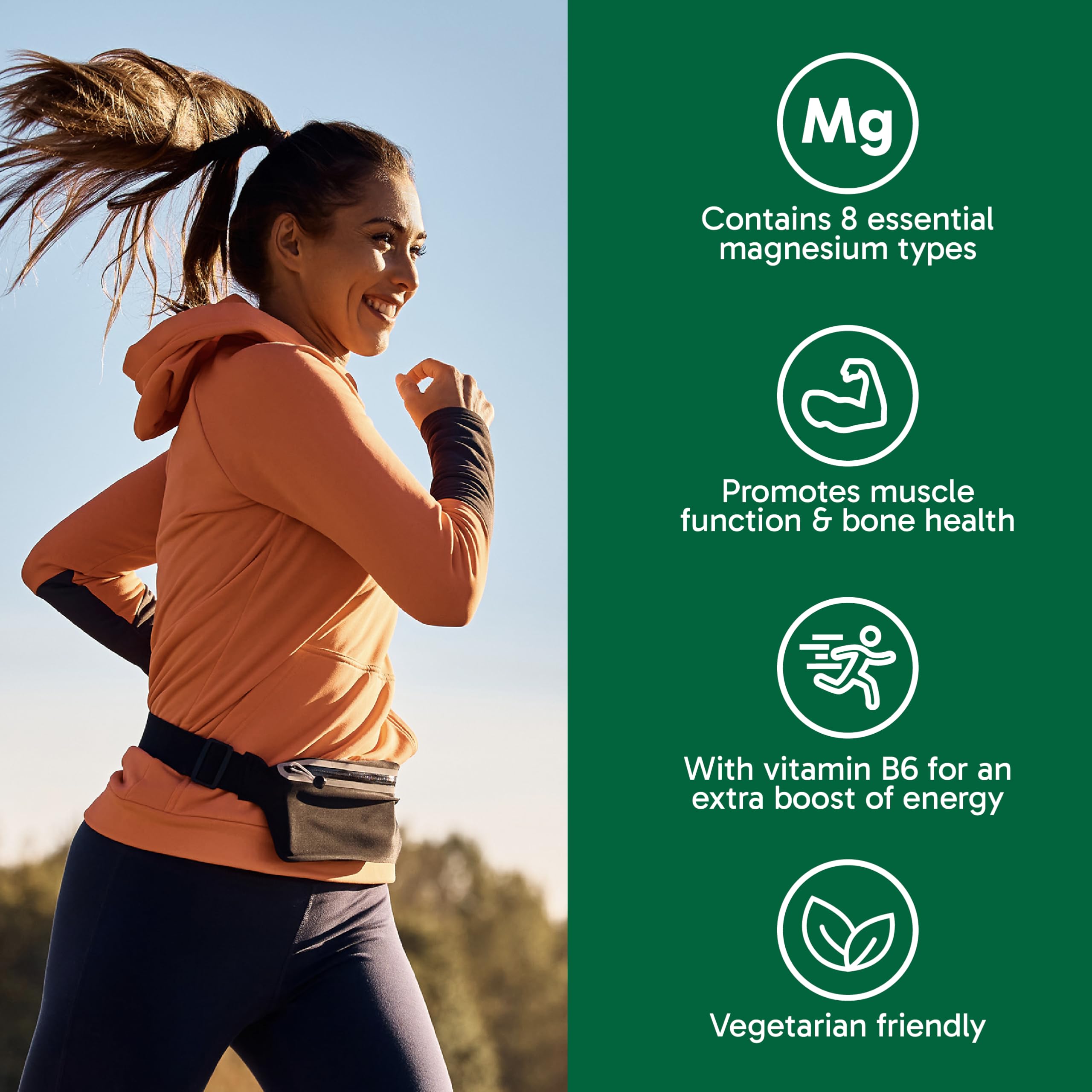 Organika Canadian-Made 8-In-1 Magnesium - 212mg Synergystic Magnesium Complex with Vitamin B6 to Support Muscle Function, Bone Health, Energy, and Cardiovascular Health | 90vcaps, 45 Servings