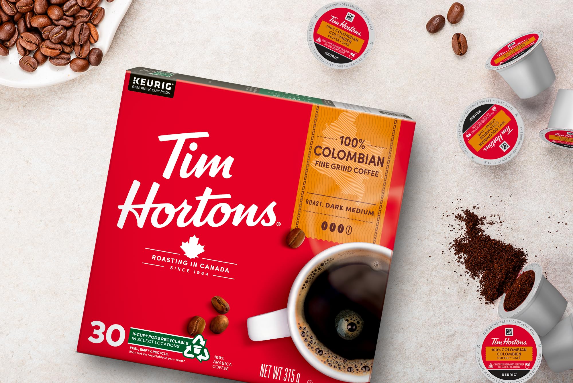 Tim Horton's 100% Colombian Coffee, 30 Count