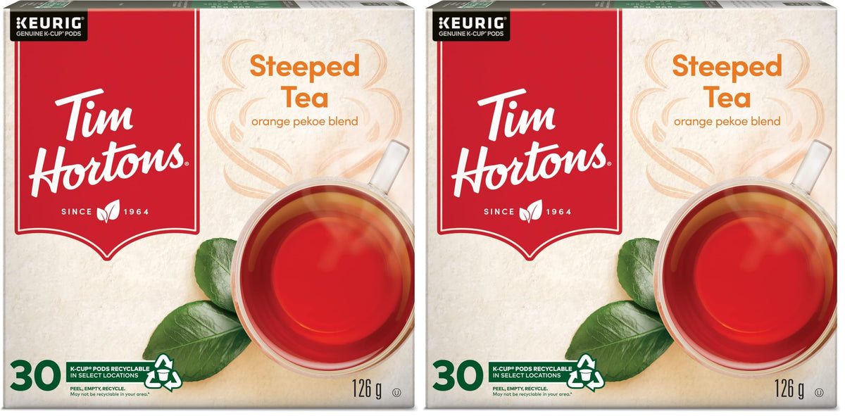 Tim Hortons Steeped Orange Pekoe Tea, Single Serve Keurig K-Cup Pods, 30 Count (Pack of 2)