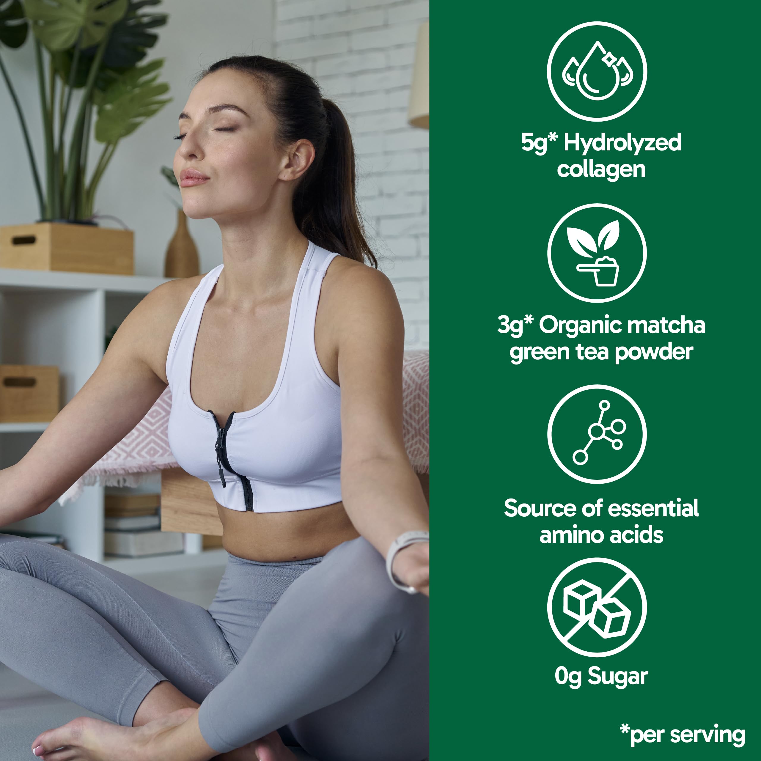 Organika Enhanced Collagen Vitality with Organic Matcha Powder- Sustained Energy and Antioxidant Collagen- 250g