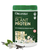 Organika Organic Plant Protein Powder Vanilla with Prebiotics & Probiotics – 21g Vegan Protein, 4g Fibre, Digestion, Energy & Lean Muscle Support – Low Sugar, Dairy-Free, Non-GMO – 740g