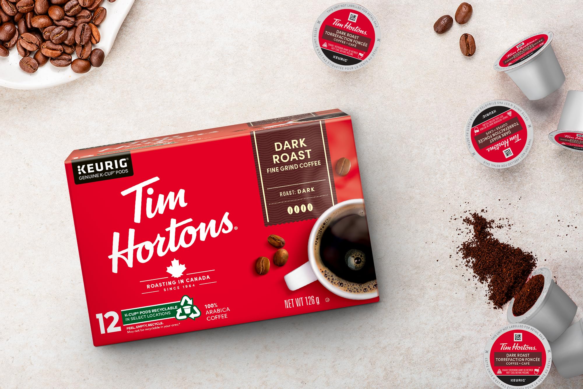 Tim Hortons Dark Roast Coffee, Single Serve Keurig K-Cup Pods, 72 Count