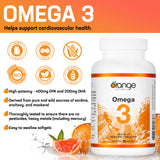 Orange Naturals - Omega-3 Fish Oil, 90 Softgels 90-Day Supply - Enhanced Brain & Cardio Health, Triple Strength Essential Fatty Acids, Non-GMO, High Potency EPA DHA, Support Heart & Cognitive Function
