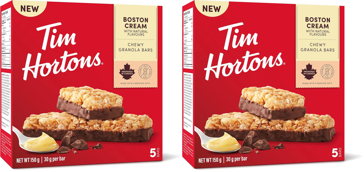 Tim Hortons Boston Cream Granola Bars, Peanut Free, 5 Count (Pack of 2)