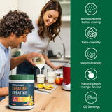 Organika Canadian-Made Creatine Powder- Peach Mango- Pure Micronized Creatine Monohydrate - Helps Build Lean Muscle, Increase Strength, and Improved Recovery and Performance for Men and Women - 600g
