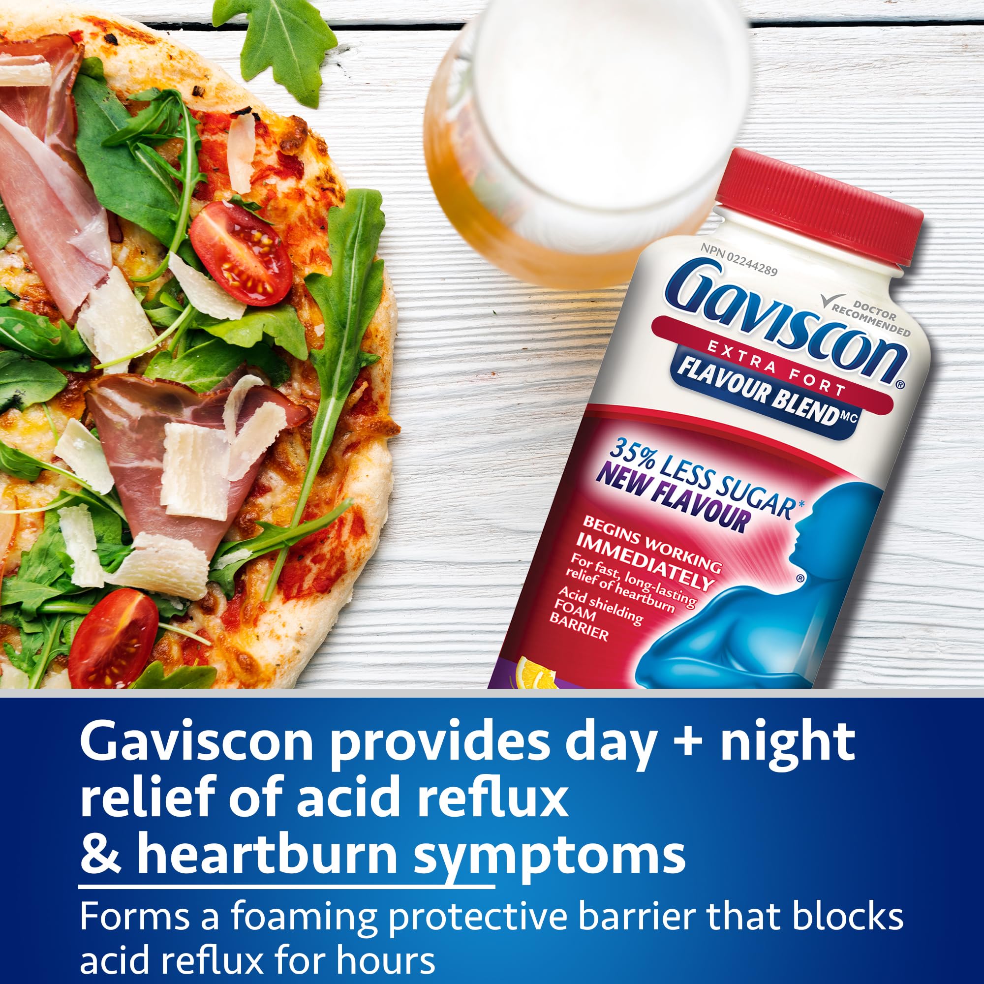 Gaviscon Extra Strength Flavour Burst Tablets - 120 Count - Chewable Foaming Antacid Tablets for Day and Night Heartburn Relief, Acid Reflux and GERD Relief, Fruit Blast - Free of Aluminum, Lactose and Gluten