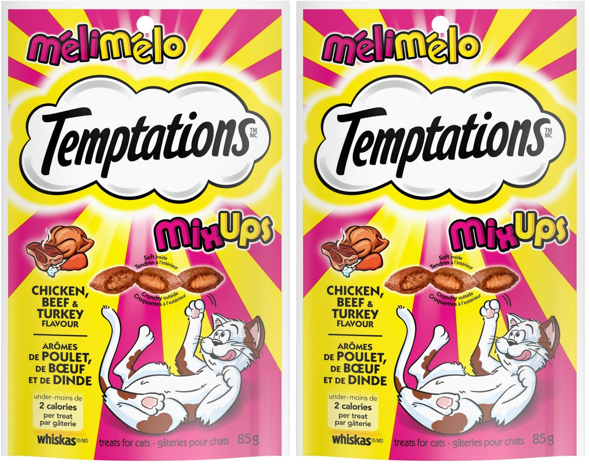 TEMPTATIONS Mix-Ups Cat Treats, Chicken & Beef & Turkey, 85g Pouch (24 Pack)