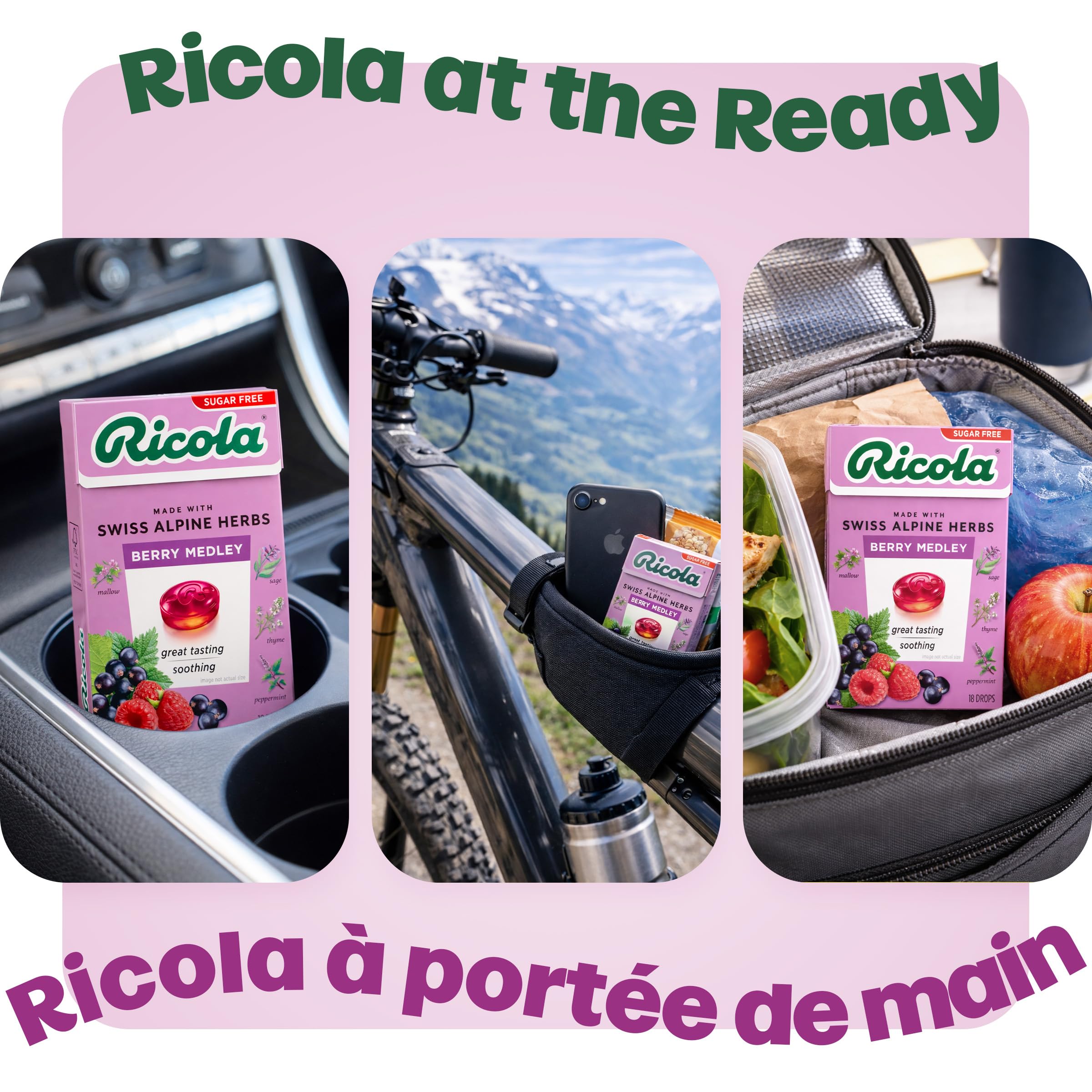 Ricola Berry Medley Herbal Cough Drops with Swiss Alpine Herbs and Low Menthol for Everyday Throat and Voice Care - 180 Count - Throat Lozenges with Low Sugar