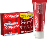 Colgate Optic White Stain Fighter Stain Removal Toothpaste, Clean Mint Paste, 90 mL, 2 Pack