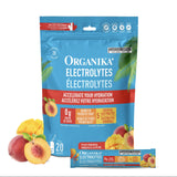 Organika Canadian-Made Electrolytes Powder with Vitamin C & Prebiotic Fibre - Sugar-Free Hydration Drink Mix - Peach Paradise - 20 Single-Serve Sachets x 3.5g