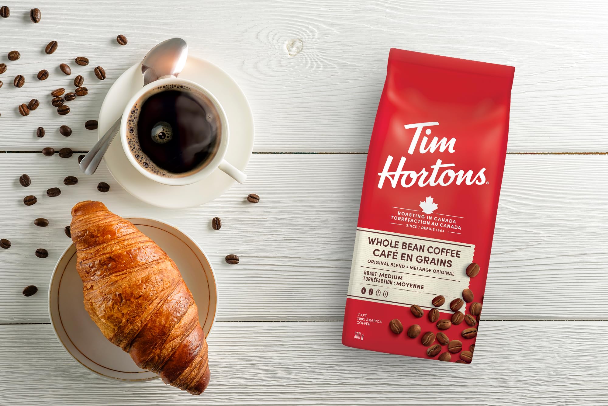 Tim Hortons Original Coffee, Whole Bean Bag, Medium Roast, 300g