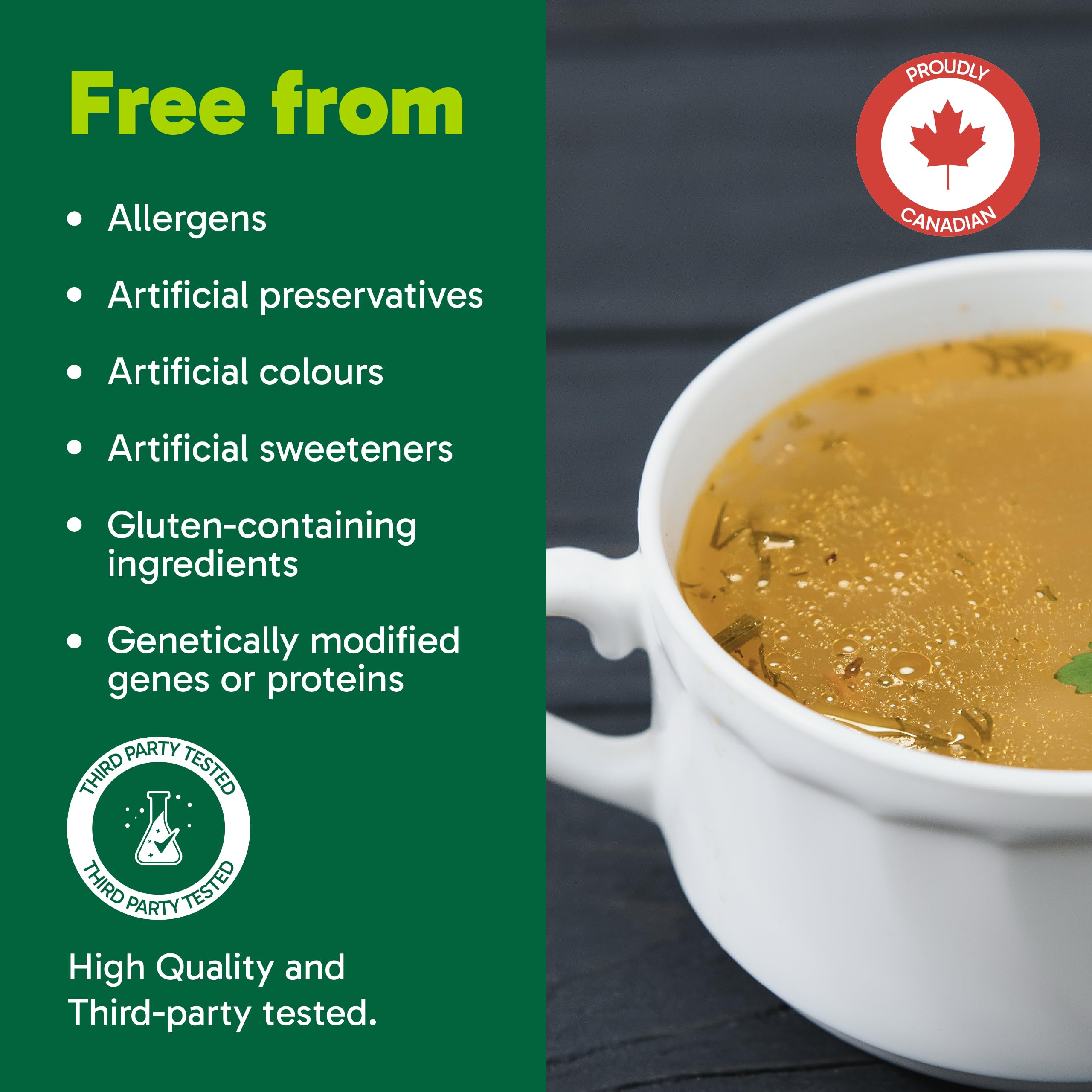 Organika Canadian-Made Chicken Bone Broth Powder-15g Protein Per Serving, Low-Sodium, Mineral-Rich, Convenient Powder Format, Easily Add to Recipes, Keto | Free-Run, Non-GMO and Organic Vegetarian Fed-Chickens- 300g