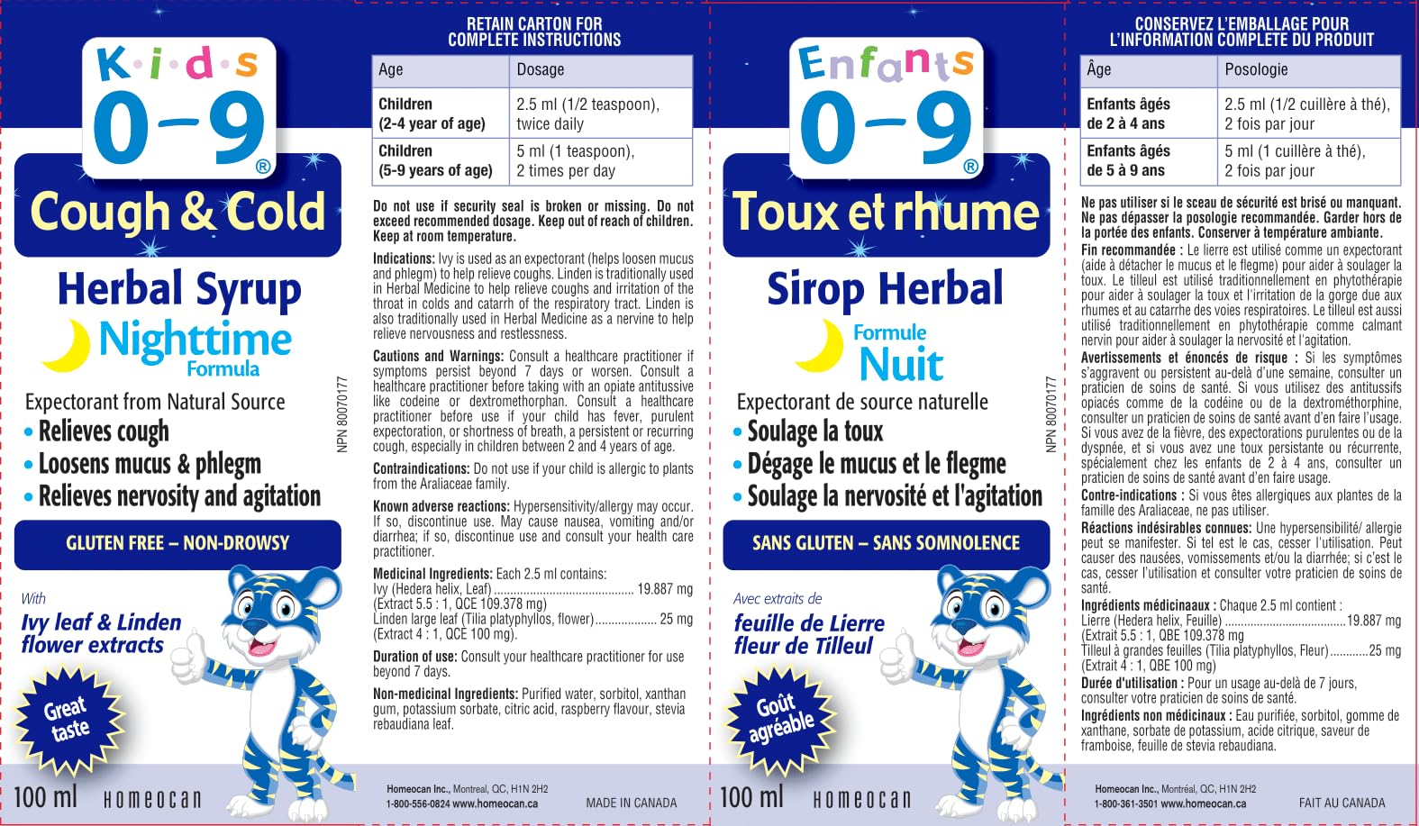 Kids 0-9 Cough & Cold Herbal Night Syrup 100ml - Relieves Cough, Nervosity and Agitation - Loosens Mucus and Phlegm with Ivy Leaf & Linden Flower Extracts - Non-Drowsy and Gluten-Free