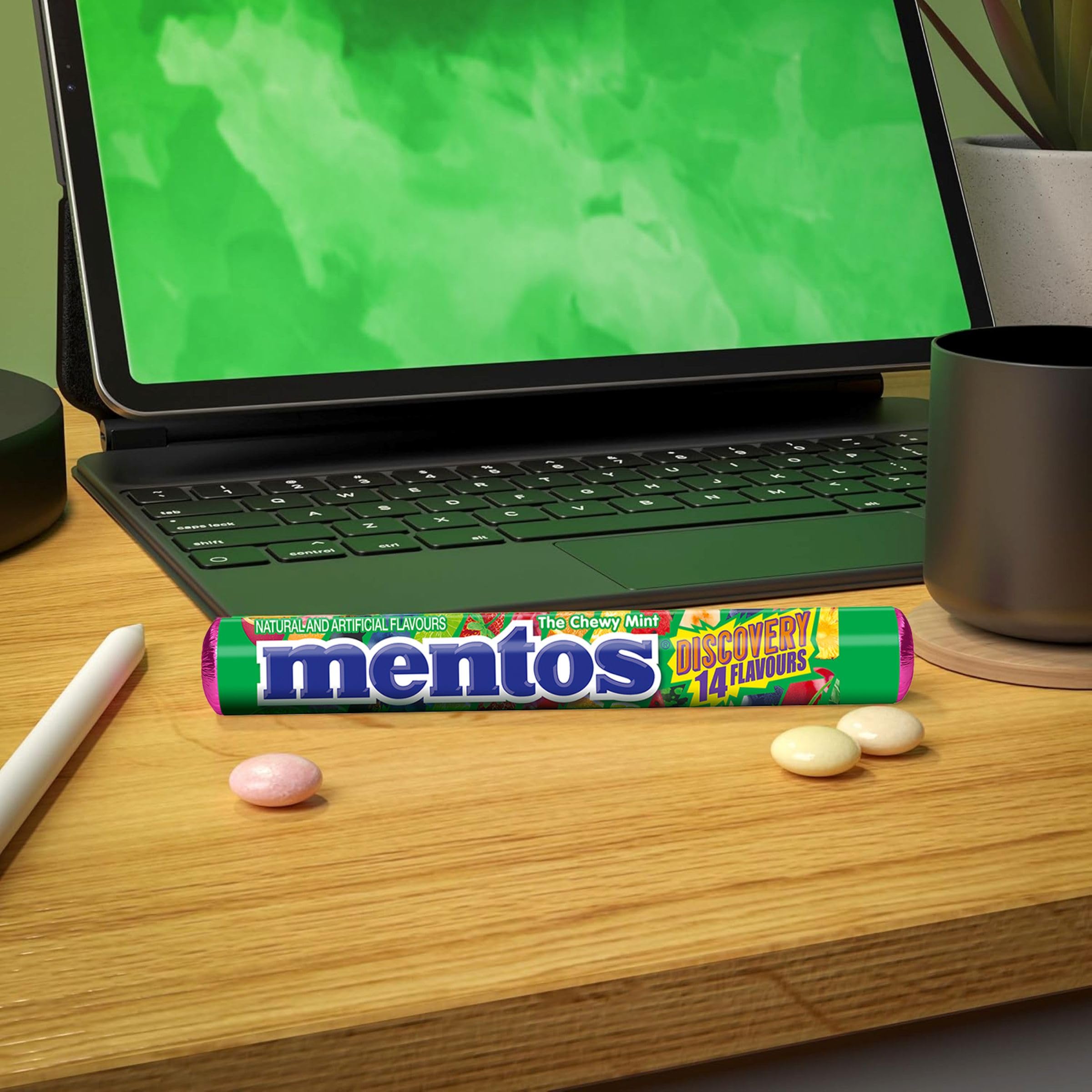 Mentos Chewy Mints, Discovery - Pack of 4 Rolls (56 Pieces), 37g per roll