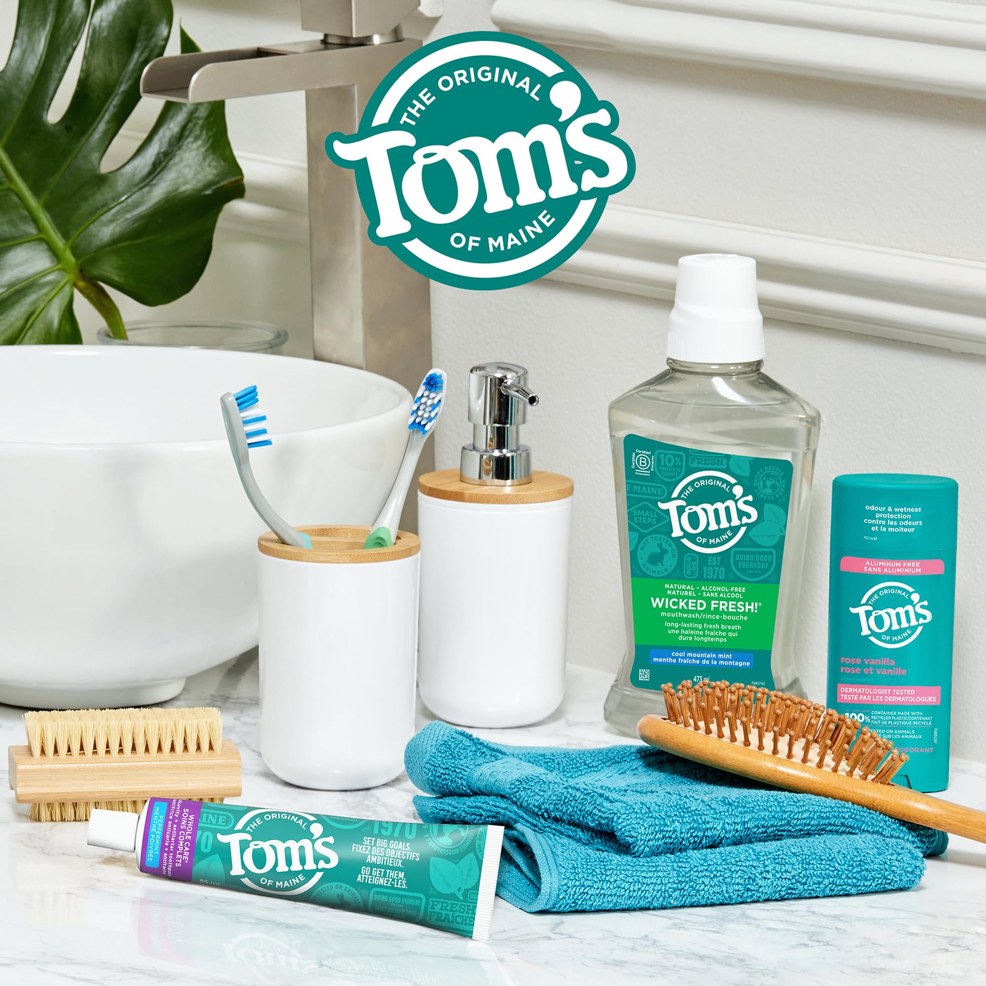 Tom's of Maine Whole Care Fluoride Natural Toothpaste, Peppermint, 85 mL