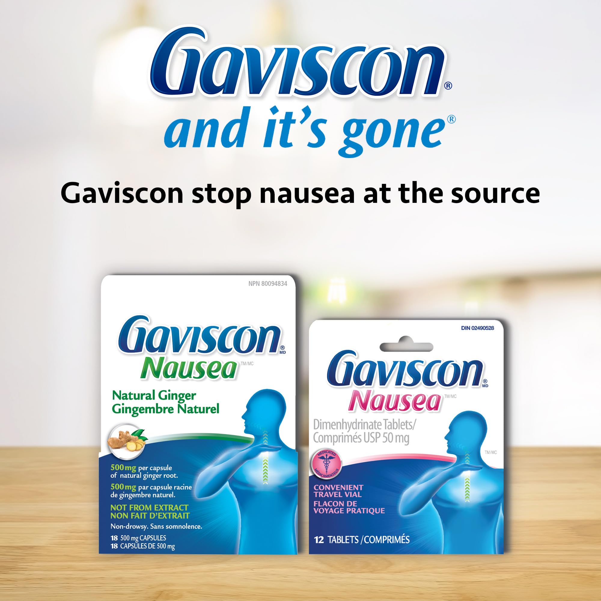 Gaviscon Anti Nausea Ginger Capsules - 18 Count - Tablets for Nausea Relief & Digestion Support, Natural Ginger - Free of Aluminum, Lactose and Gluten