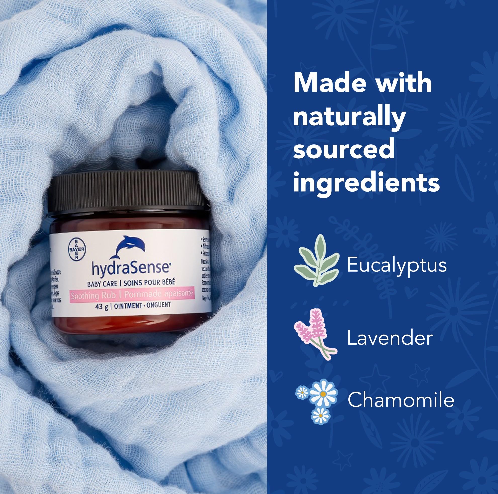 hydraSense Baby Care Soothing Rub – Gently Soothes & Comforts, Petrolatum-free, Non-irritating, Made with Naturally Sourced Ingredients Eucalyptus, Lavender & Chamomile, Pediatrician Tested (2x43g)