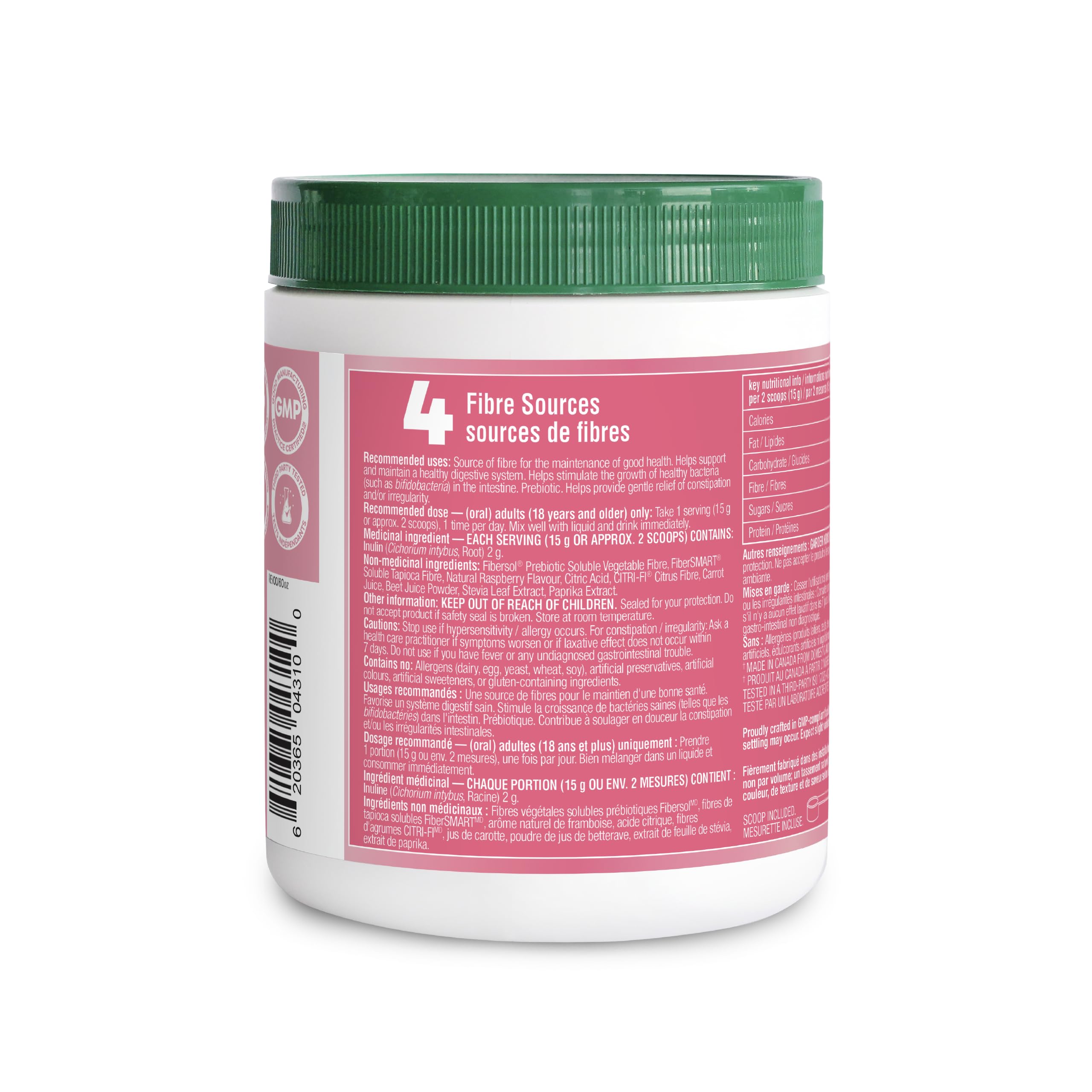 Organika Canadian-Made Belli Bliss Fibre | High Fibre Blend, 4 Diverse Sources of Fibre | Supports Digestive Health, Constipation Relief, Weight Control - Raspberry, 450g