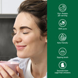 Organika Canadian-Made Chicken Bone Broth Powder-15g Protein Per Serving, Low-Sodium, Mineral-Rich, Convenient Powder Format, Easily Add to Recipes, Keto | Free-Run, Non-GMO and Organic Vegetarian Fed-Chickens- 300g