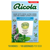 Ricola Glacier Mint Cough Suppressant Throat Drops, 18 Count Box (Pack of 10)