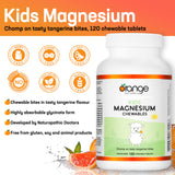 Orange Naturals Kids Magnesium - 120 Chewable Tablets, 120-Day Supply, Orange - Bone & Teeth Support with Chewable Magnesium - Muscle Function & Calm, Restful Sleep Support - Vegan & Non-GMO