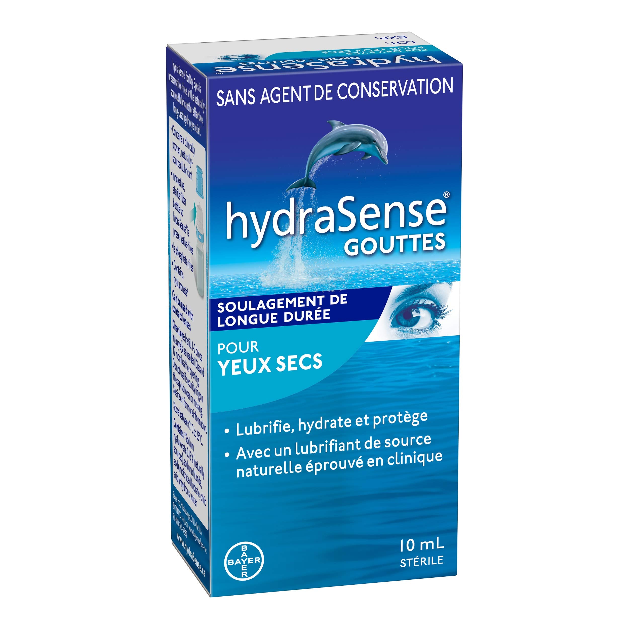 hydraSense Eye Drops, For Dry Eyes, Fast and Long-Lasting Relief, Preservative Free, Naturally Sourced Lubricant, 10 mL