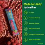 Organika Kids Electrolytes Powder Sticks - Sugar-Free Hydration + Immune support with 100% of daily Vitamin C, Minerals and Prebiotic Fibre | Raspberry Rush Flavour - 3.5g x 20 sachets