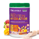 Organika Canadian-Made Protein Hydrator- Peach Mango Flavour- Clear Whey Protein Isolate with Collagen, Electrolytes, and Probiotics. Easy to Digest, 20g Protein Per Serving- 650g
