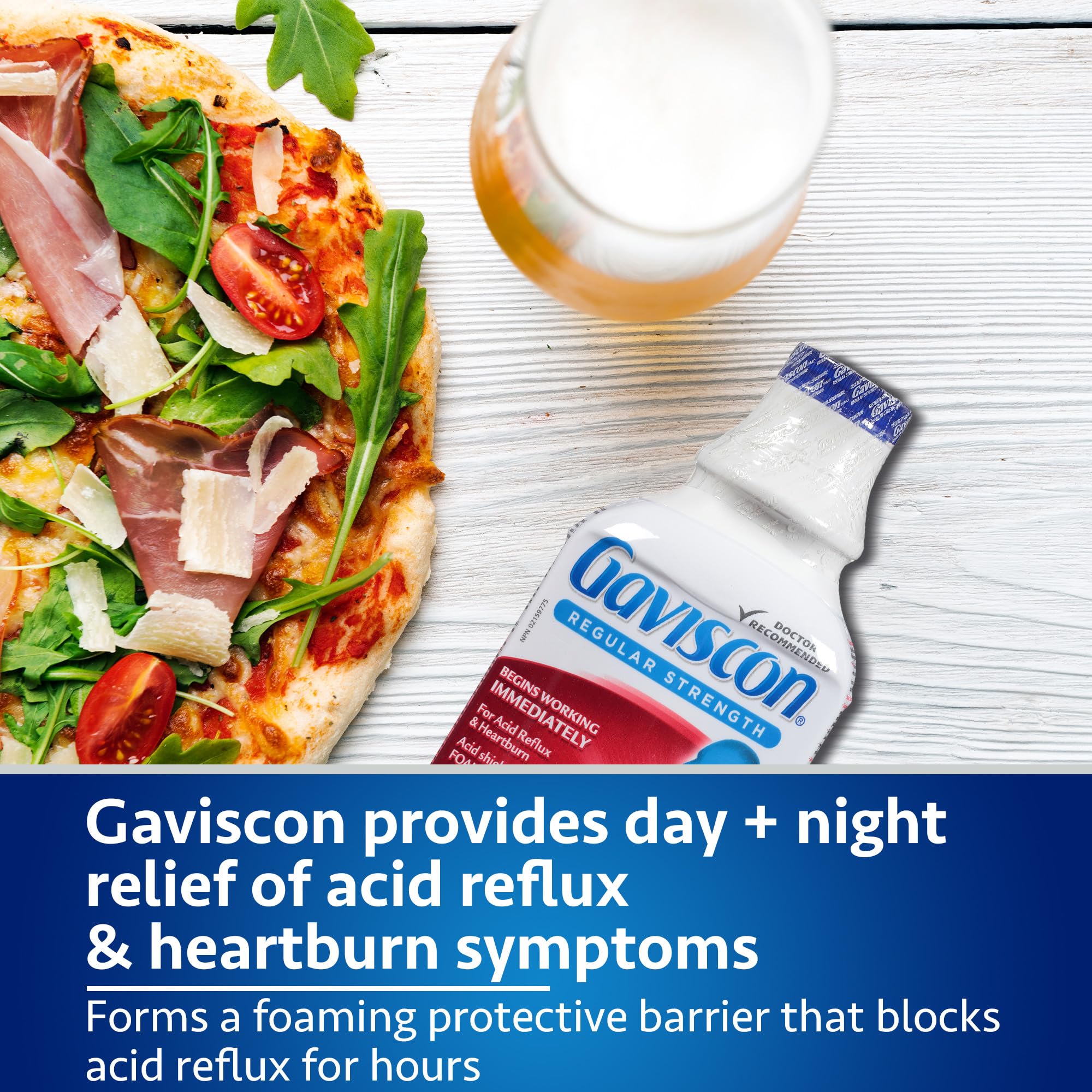 Gaviscon Regular Strength Liquid Soothing Icy Mint, Long-lasting Acid Reflux and Heartburn Relief, 600 ml