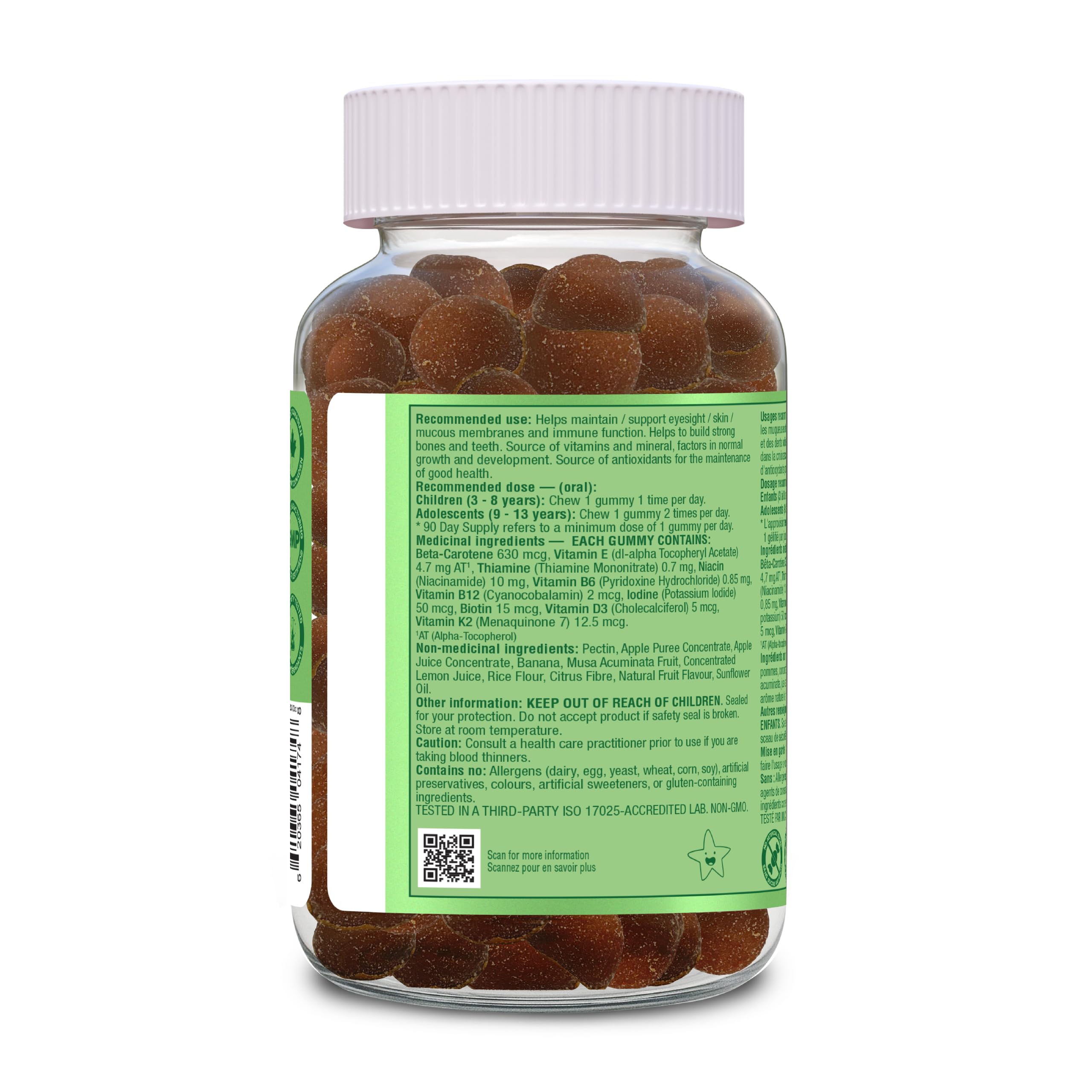 Organika Kids Multivitamin Gummies Apple Banana Flavour- Synergistic Vitamin and Mineral Blend, Supports Proper Nutrition, Immunity, Bone Health, and Overall Development- 90 gummies