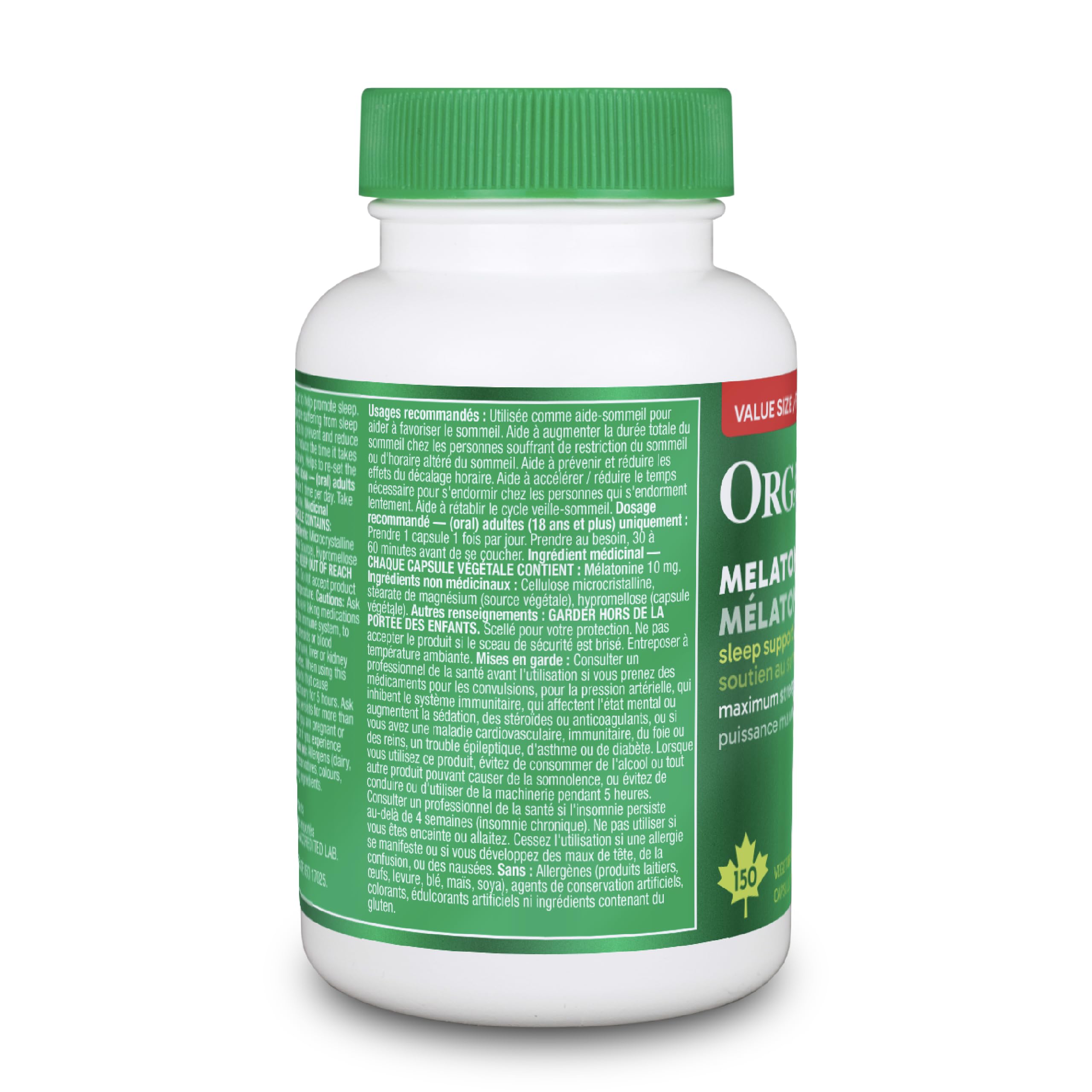 Organika Melatonin 10 mg- Sleep Support capsules – Nighttime Rest & Relaxation Formula – Helps Support Natural Sleep Cycle – Non-Habit Forming – Vegan & Non-GMO – 120 vcaps